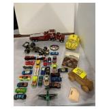 BUG CERAMIC BANK, WOODEN CAR, GROUP OF LOOSE
