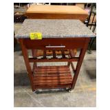 MARBLE TOP ROLLING KITCHEN BAR CART