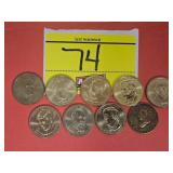 (8) PRESIDENTIAL DOLLAR COINS & (1) JOHN TYLER
