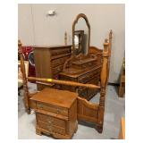FULL SIZE WOODEN BEDROOM SET - DRESSER W/ MIRROR,