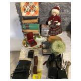 CUTCO KNIFE IN SHEATH, BOOKS, ROSARY, WIRELESS