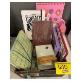 GROUP OF NOTEBOOKS & JOURNALS, NOTE CARDS, ETC
