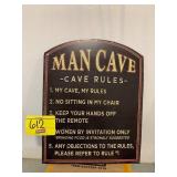 MAN CAVE RULES NOVELTY METAL SIGN