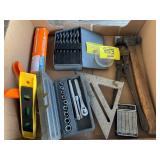 SOCKET SET, DRILL BITS, CAULK GUN, LEVEL, ANGLE,