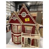 32' WOODEN RED PAINTED DOLLHOUSE
