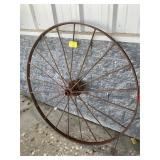 ANTIQUE METAL WAGON WHEEL