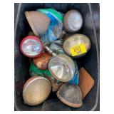 TOTE OF ANTIQUE AUTO HEADLAMPS