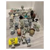 LARGE COLLECTION OF FLORAL & NOVELTY EGG CUPS