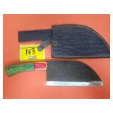 (1) HANDMADE KNIFE WITH LEATHER SHEATH AND APPROX