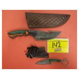 (1) HANDMADE KNIFE WITH LEATHER SHEATH AND APPROX