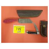 (1) HANDMADE KNIFE WITH LEATHER SHEATH AND APPROX