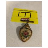 ANTIQUE NEEDLEPOINT PERFUME PENDANT BOTTLE