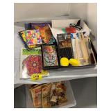 TOTE OF NEWSPAPERS & SUPERBOY COMIC UNDER TABLE,