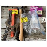 HAMMERS, HAND TOOLS, CAULK CORD, PEGBOARD HOOKS,