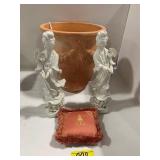 PAIR OF WHITE CERAMIC ASIAN FIGURES, LARGE