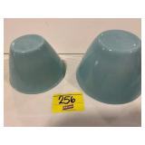 2 FIRE KING BLUE DELPHITE MIXING BOWLS