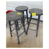 3 WOODEN STOOLS