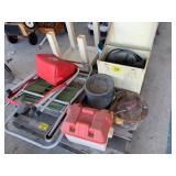 MEAT GRINDER, MINNOW BUCKETS, FOLDING CHAIRS,