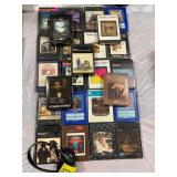 8TRACK TAPES, BOX OF BOOKS UNDER TABLE,