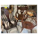 3 ANTIQUE WOODEN ACCENT CHAIRS