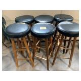 SET OF 6 BLACK VINYL STOOLS