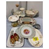 GLASS BUTTER DISH, CHILD WOODEN ROLLING PINS,