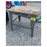 SMALL STEEL WORK TABLE W/ WOOD TOP