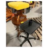 SMALL ROUND END TABLE, ANTIQUE CARVED WOOD PIANO