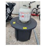 PROPANE FIRE PIT W/ PARTIAL CONTENTS PROPANE TANK