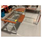 GLASS-TOP & METAL BASE CORNER DESK