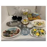 LEMON Dï¿½COR, GLASS CAKE STAND, PIG DISH, BLACK