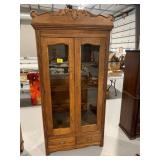 VERY NICE ANTIQUE 87' TALL WOODEN DISPLAY CABINET