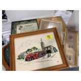 FIRETRUCK CREWEL, ONE THAT GOT AWAY NEEDLEPOINT,