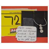 14KT WHITE GOLD, REAL DIAMOND PENDANT.1/2 CT
