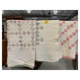 3 PATCHWORK HAND STITCHED QUILTS - ALL HAVE SOME