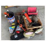 TONGS, EXTENSION CORD, SINGING FISH, COOLER,