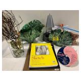 SKETCH BOOKS, ARTIFICIAL FLOWERS, LEAF VASES,