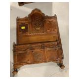 ORNATE CARVED WOOD ANTIQUE TWIN HEADBOARD &