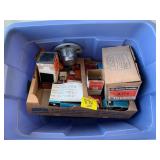 TOTE OF VINTAGE AUTO PARTS