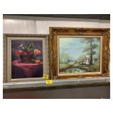2 ORNATE FRAMED OIL ON CANVAS PICTURES