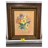 VERY ORNATE ANTIQUE FRAMED ARTIST SIGNED OIL ON