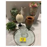 HAND PAINTED PORCELAIN VASE, UNMARKED POTTERY