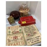 HOME & HAPPINESS CROSS-STITCH, RED BAKIN DISH,