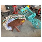 BLUE PAINTED WOODEN PLANTER, WOODEN OUTDOOR TABLE
