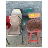 TRACTOR SEAT STOOL, 3 ACCENT CHAIRS