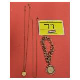 1/20 12K G.F. CHAIN, ROSE PENDANT WITH CHAIN THAT