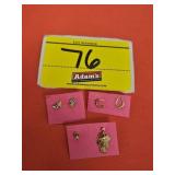 2-TONE DOUBLE HEART PIERCED EARRINGS ~ STAMPED