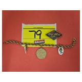 1/20TH 12K CHARM BRACELET WITH (3) CHARMS, ANSON