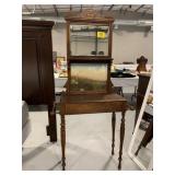 ANTIQUE WOODEN WASH STAND W/ HAND PAINTED ACCENT