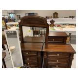 DRESSER W/ MIRROR, PAIR OF MATCHING NIGHT STANDS,
